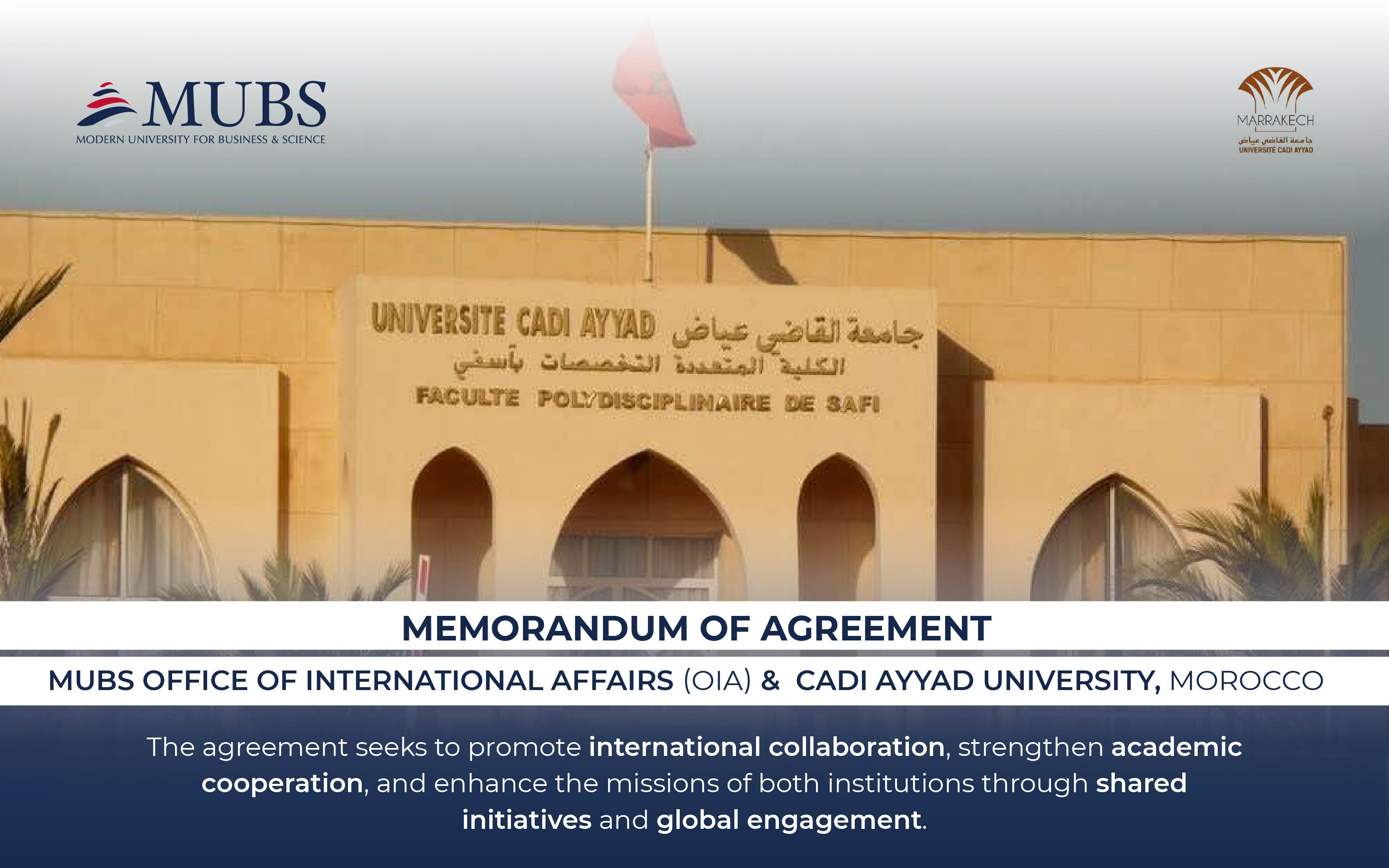 MUBS & Cadi Ayyad University Sign Agreement to Strengthen Academic Cooperation